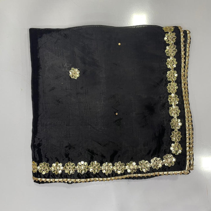 anokherang Dupattas Black Gotta Embroidered Men's Stole