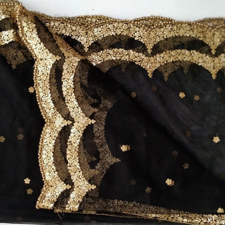 anokherang Dupattas Black Sequence Trail Net Dupatta
