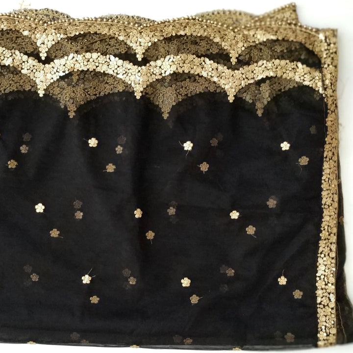 anokherang Dupattas Black Sequence Trail Net Dupatta