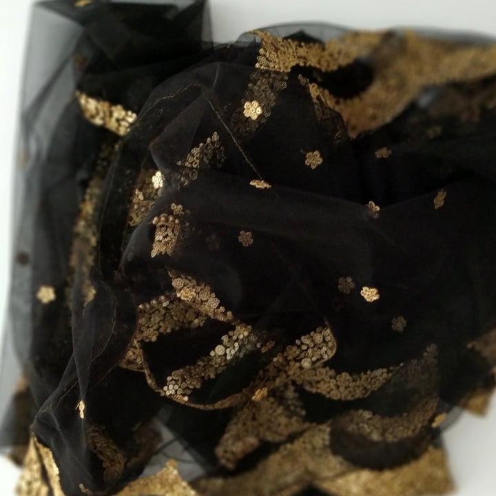 anokherang Dupattas Black Sequence Trail Net Dupatta