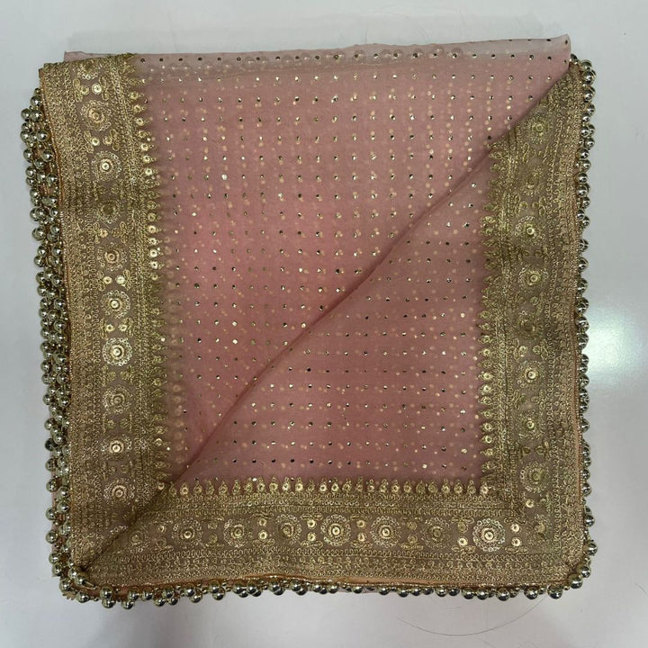 anokherang Dupattas Bridal Blush Pink Love Foil Zari Embroidered Organza Dupatta