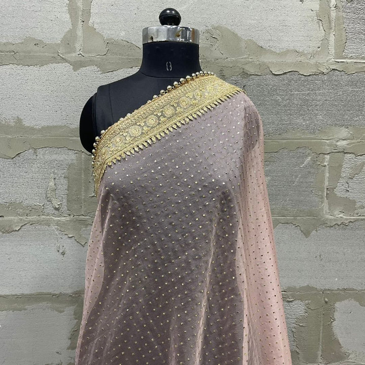 anokherang Dupattas Bridal Blush Pink Love Foil Zari Embroidered Organza Dupatta