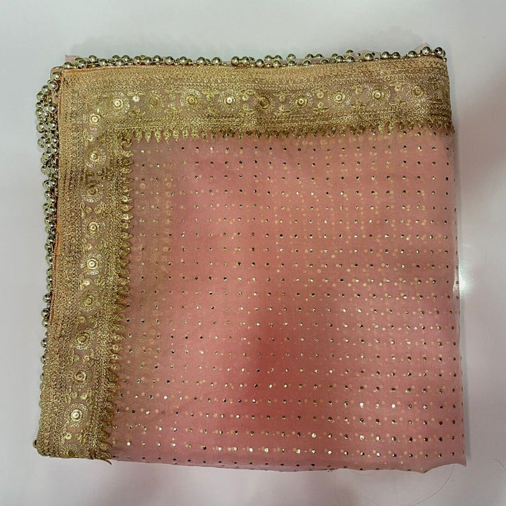 anokherang Dupattas Bridal Blush Pink Love Foil Zari Embroidered Organza Dupatta