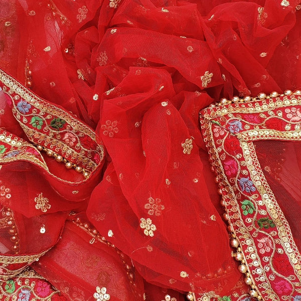 anokherang Dupattas Bridal Charming Maroon with Floral Embroidered Net Dupatta