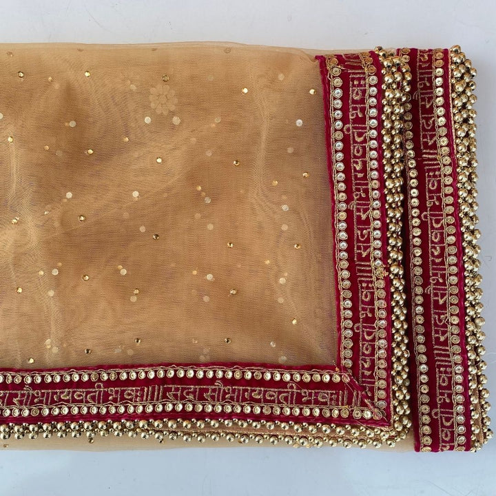 anokherang Dupattas Bridal Gold Red Stone Saubhagyavati Net Dupatta