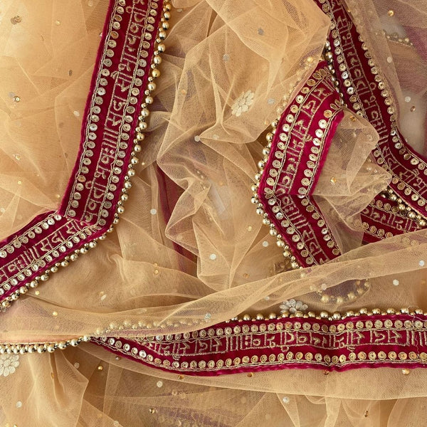 anokherang Dupattas Bridal Gold Red Stone Saubhagyavati Net Dupatta
