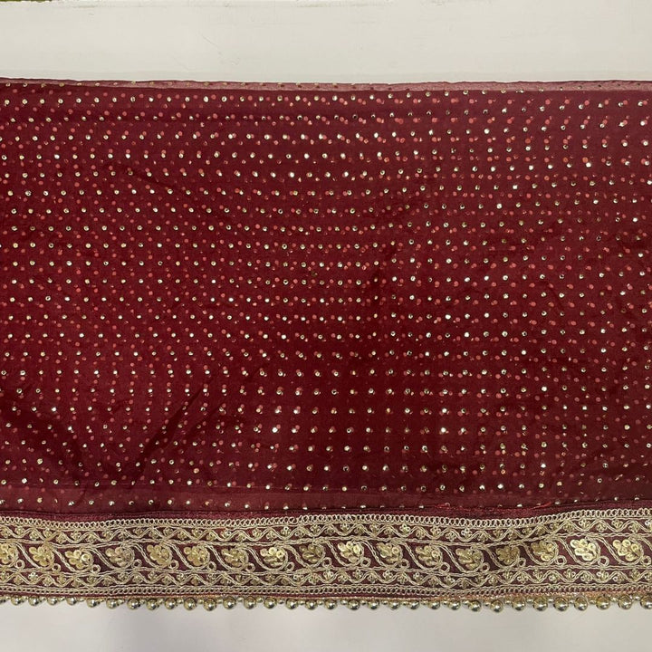 anokherang Dupattas Bridal Maroon Love Foil Zari Embroidered Organza Dupatta