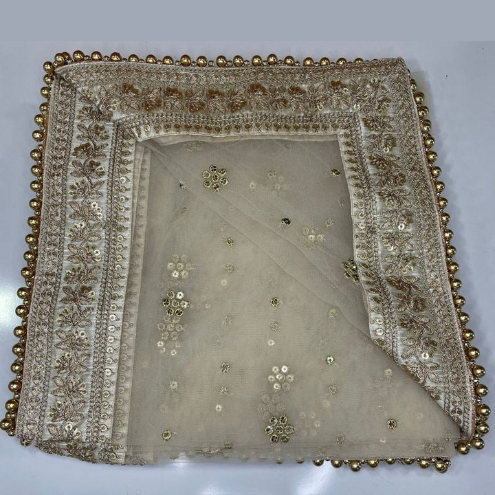 anokherang Dupattas Bridal Off-White Graceful Net Stone Dupatta