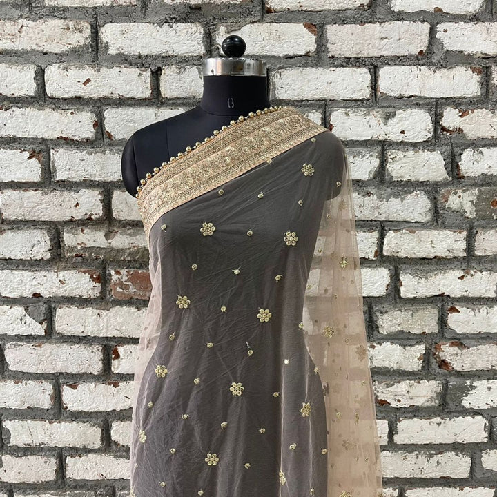 anokherang Dupattas Bridal Peach Graceful Net Stone Dupatta