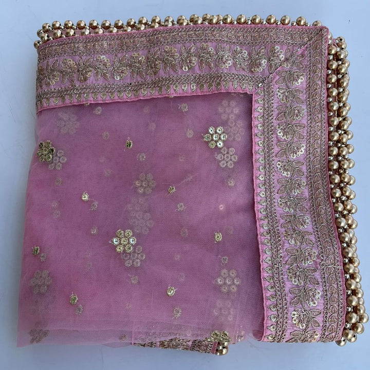 anokherang Dupattas Bridal Pink Graceful Net Stone Dupatta