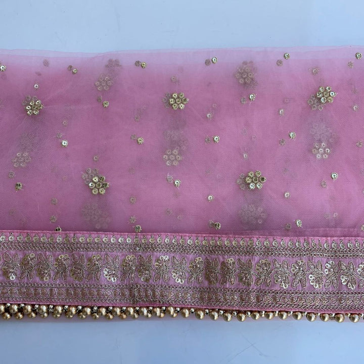 anokherang Dupattas Bridal Pink Graceful Net Stone Dupatta