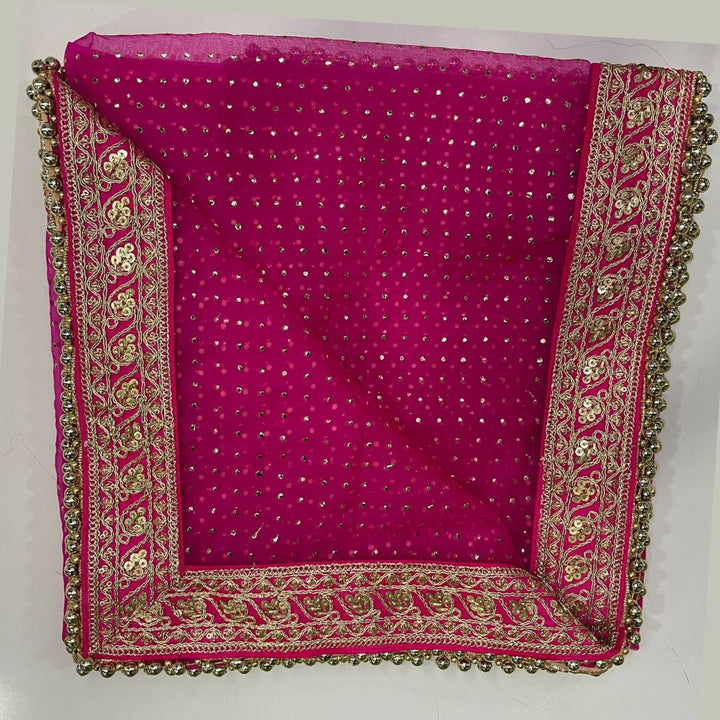 anokherang Dupattas Bridal Pink Love Foil Zari Embroidered Organza Dupatta