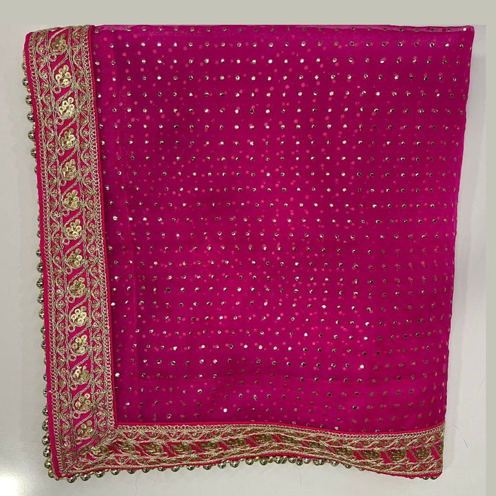 anokherang Dupattas Bridal Pink Love Foil Zari Embroidered Organza Dupatta