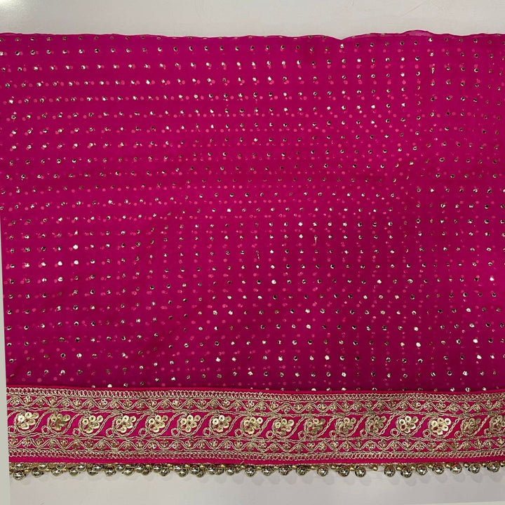 anokherang Dupattas Bridal Pink Love Foil Zari Embroidered Organza Dupatta