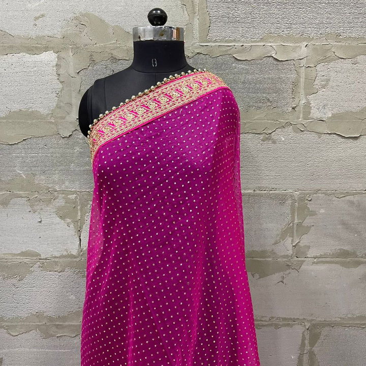 anokherang Dupattas Bridal Pink Love Foil Zari Embroidered Organza Dupatta