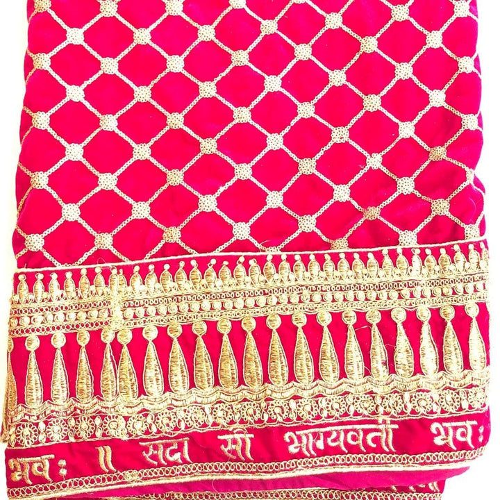 anokherang Dupattas Bridal Pink Saubhagyavati Embroidered Velvet Dupatta