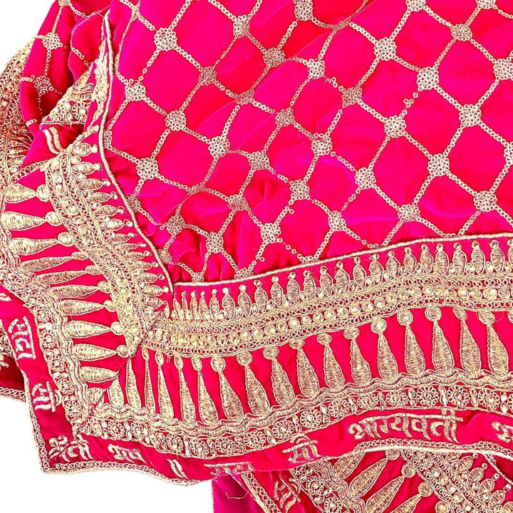anokherang Dupattas Bridal Pink Saubhagyavati Embroidered Velvet Dupatta