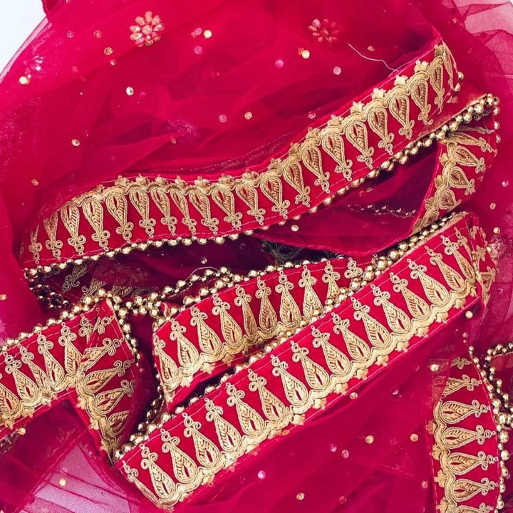 anokherang Dupattas Bridal Pink Stone Velvet Embroidered Net Dupatta