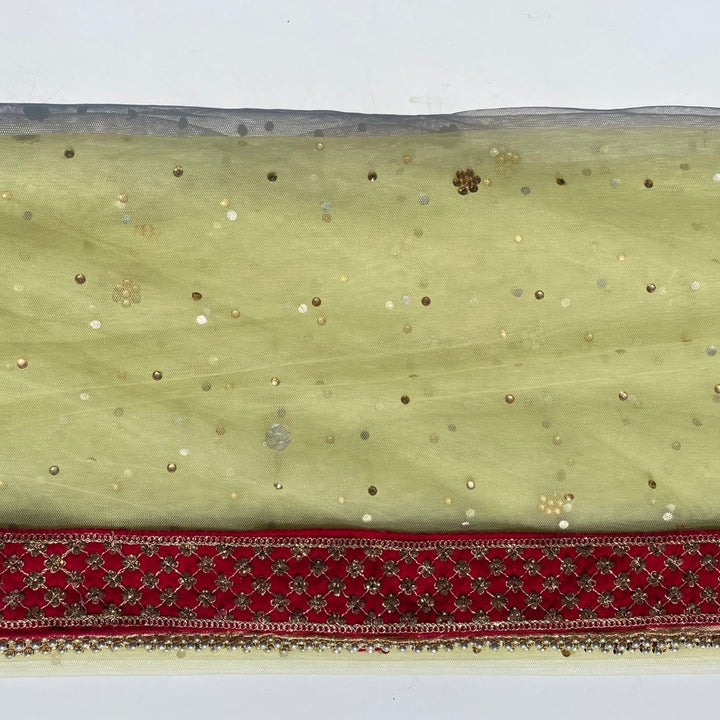 anokherang Dupattas Bridal Pista Green Magenta Stone Net Dupatta
