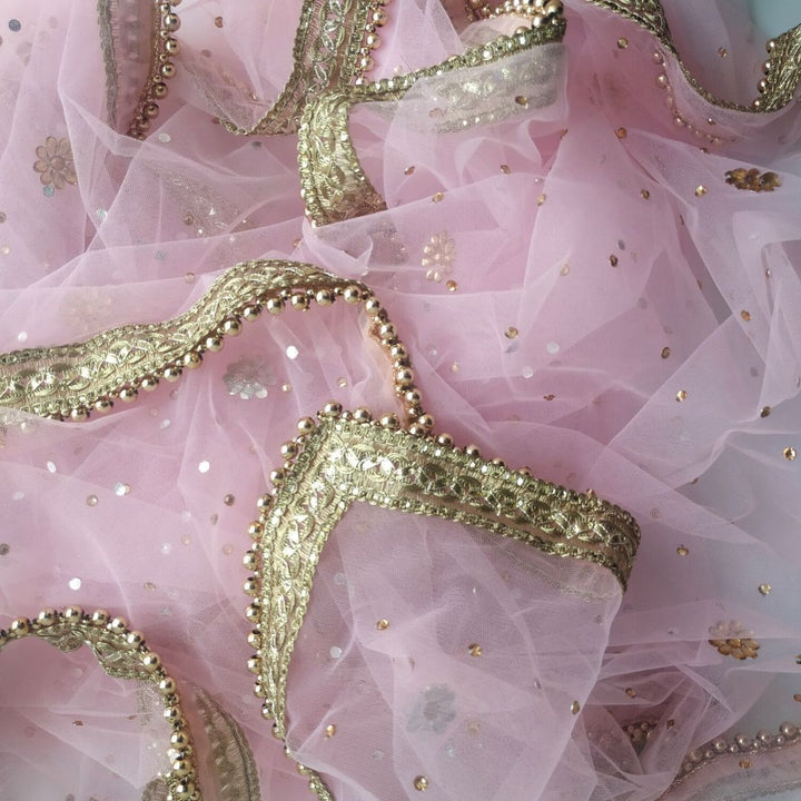 anokherang Dupattas Bridal Pretty Pink Stone Net Dupatta and  Mask