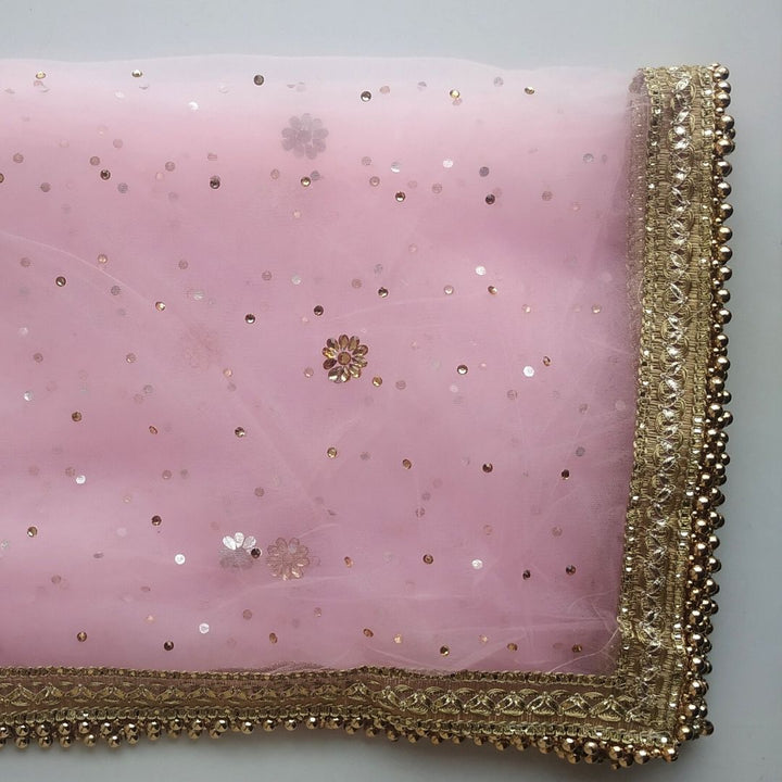 anokherang Dupattas Bridal Pretty Pink Stone Net Dupatta and  Mask