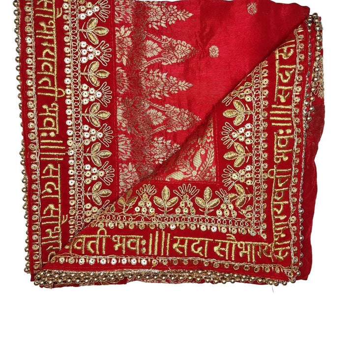anokherang Dupattas Bridal Red Ethnic Motifs Saubhagyavati Embroidered Dupatta