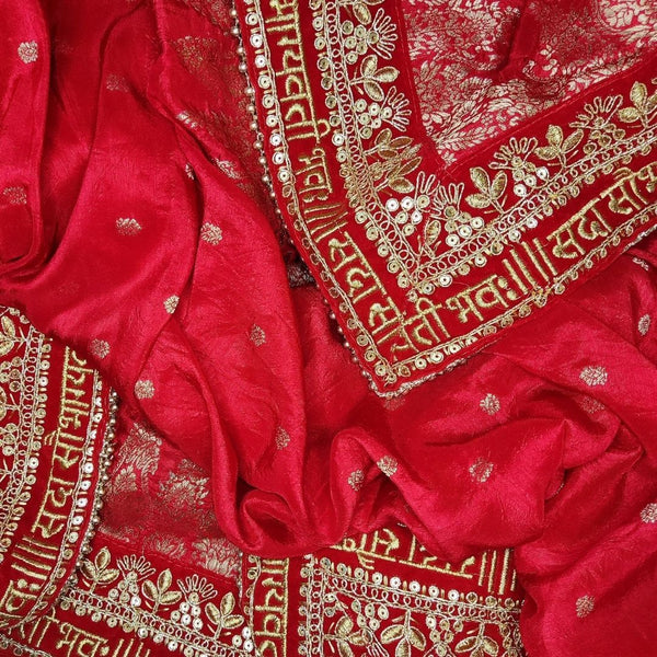 anokherang Dupattas Bridal Red Ethnic Motifs Saubhagyavati Embroidered Dupatta