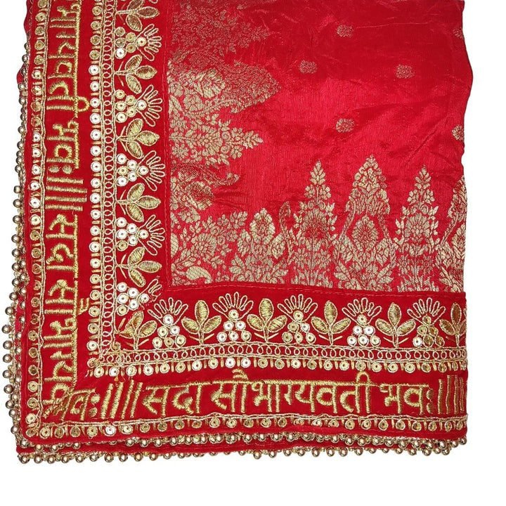 anokherang Dupattas Bridal Red Ethnic Motifs Saubhagyavati Embroidered Dupatta