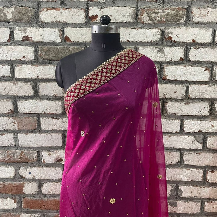 anokherang Dupattas Bridal Saugat Pink Embroidered Stone Organza Dupatta