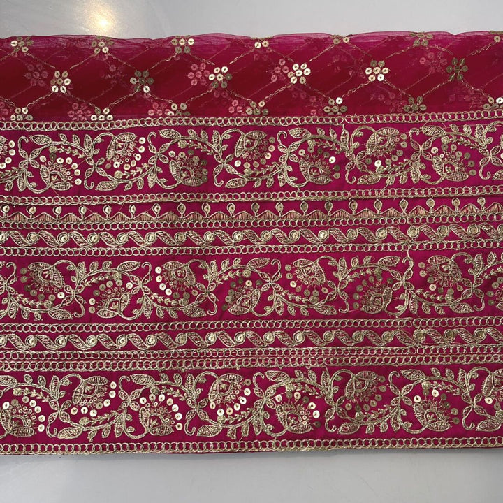 anokherang Dupattas Bridal Swagat Pink Zari Embroidered Net Sequin Dupatta