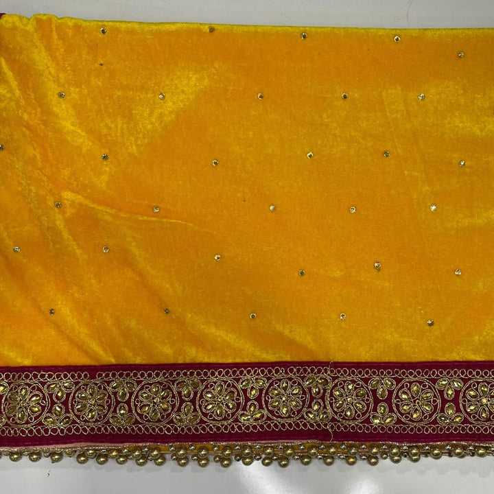 anokherang Dupattas Bridal Yellow Stone Velvet Dupatta