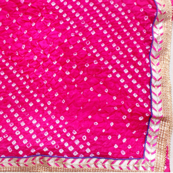 anokherang Dupattas Carrot Pink Silk Bhandhej Dupatta