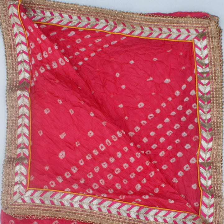 anokherang Dupattas Carrot Pink Sink Bandhani Dupatta