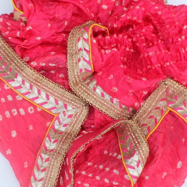 anokherang Dupattas Carrot Pink Sink Bandhani Dupatta