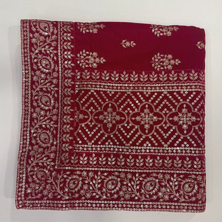 anokherang Dupattas Charming Pink Zari Sequin Velvet Stole