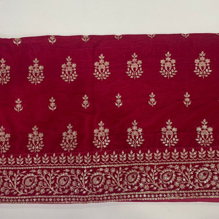 anokherang Dupattas Charming Pink Zari Sequin Velvet Stole