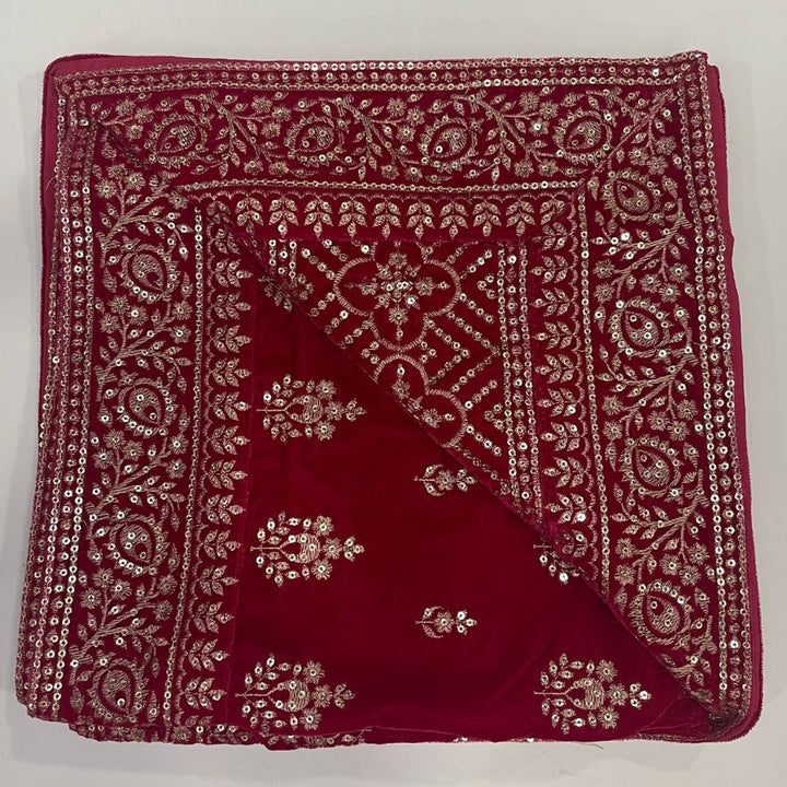 anokherang Dupattas Charming Pink Zari Sequin Velvet Stole