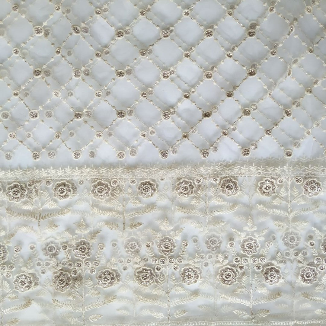 Baby Pink Embroidered Net Dupatta With Sequinned