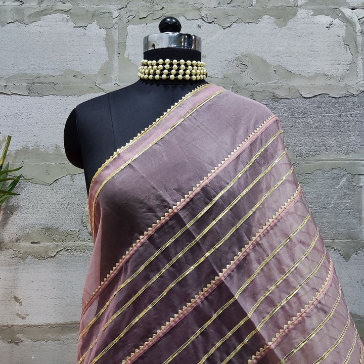 anokherang Dupattas Classic Pink Gotta Embroidered Organza Dupatta