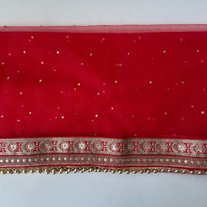 anokherang Dupattas Copy of Bridal Elegant Red Embroidered Stone Net Dupatta