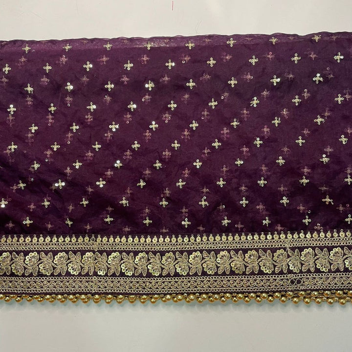 anokherang Dupattas Copy of Bridal Red Magic Embroidered Fringed Net Dupatta