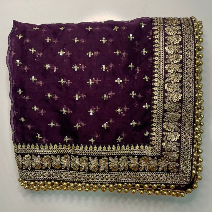 anokherang Dupattas Copy of Bridal Red Magic Embroidered Fringed Net Dupatta