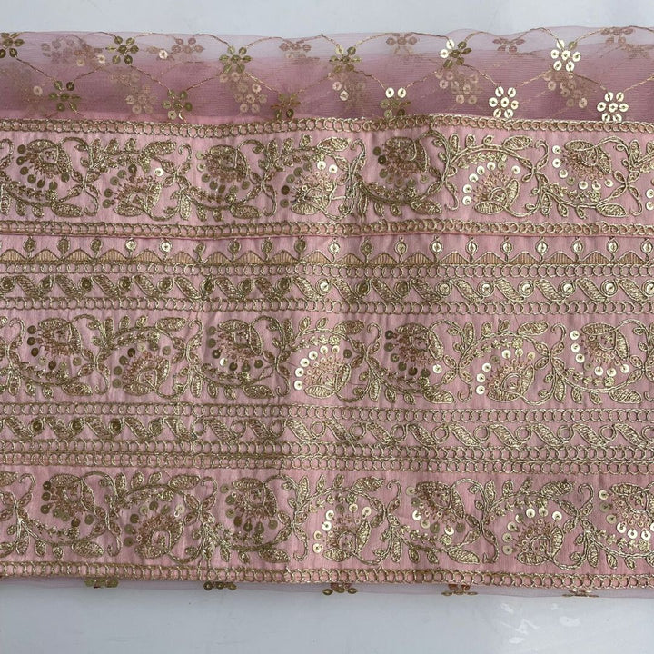 anokherang Dupattas Copy of Bridal Swagat Pink Zari Embroidered Net Sequin Dupatta