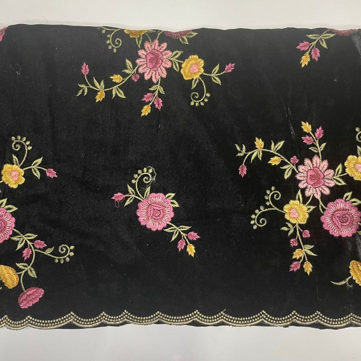 anokherang Dupattas Copy of Floral Wine Thread Embroidered Velvet Dupatta