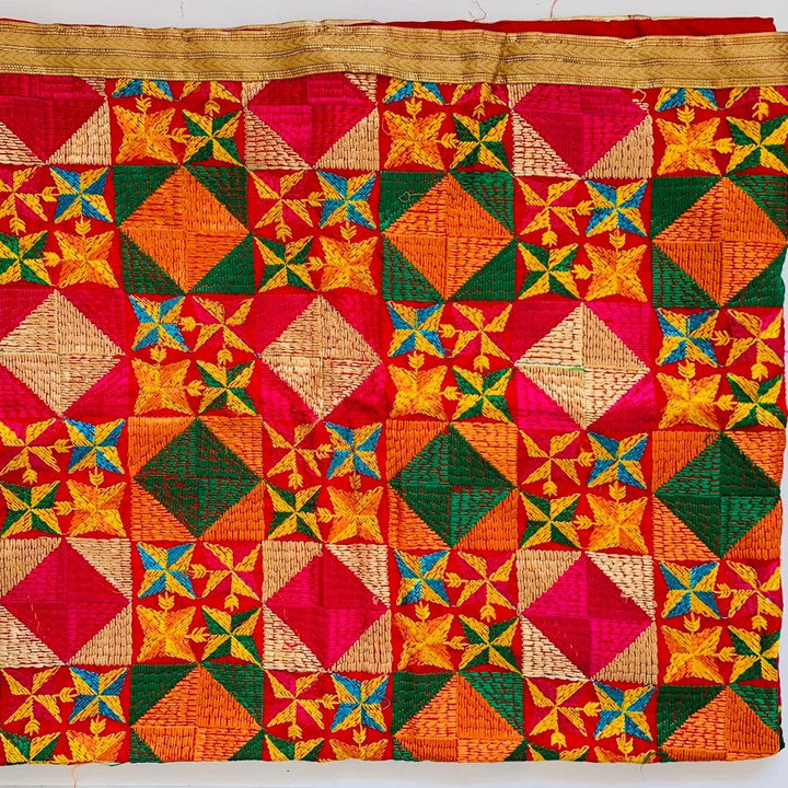 anokherang Dupattas Copy of Peacock Diamond Colorful Phulkari Dupatta