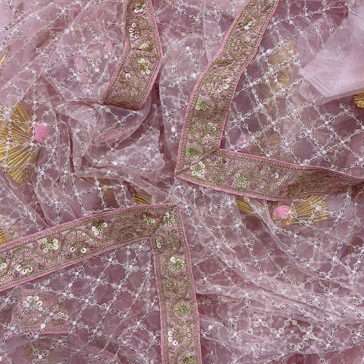 anokherang Dupattas Copy of Pink Net Embroidered Bridal Entry Dupatta