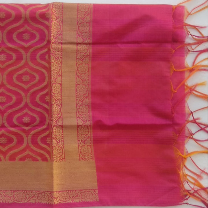 anokherang Dupattas Default Title Fushcia Orange Chanderi Dupatta