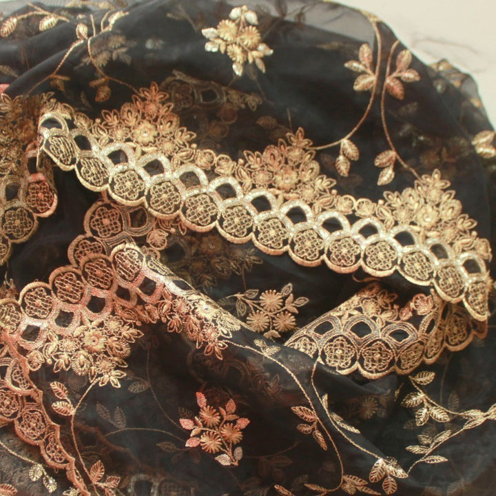 anokherang Dupattas Default Title Golden floral black Dupatta