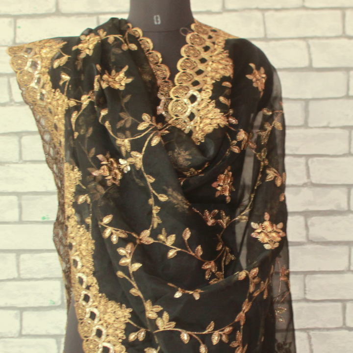 anokherang Dupattas Default Title Golden floral black Dupatta