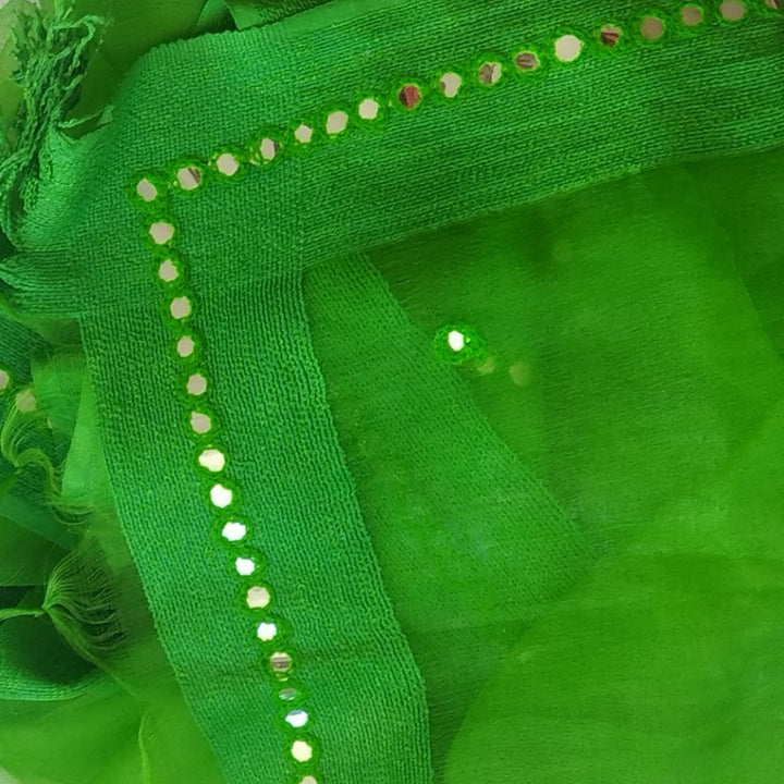 anokherang Dupattas Default Title Green Mirror Work Organza Dupatta